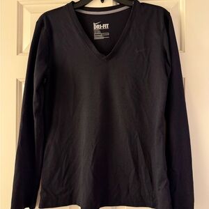 Nike Black V-Neck Dri-FIT Long Sleeve Top